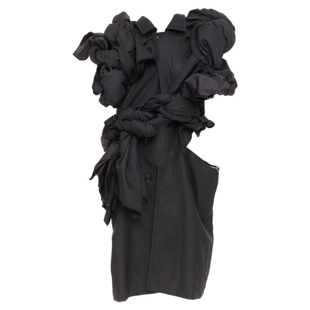 Comme des Garcons black textured 3D multi knots cut out coat